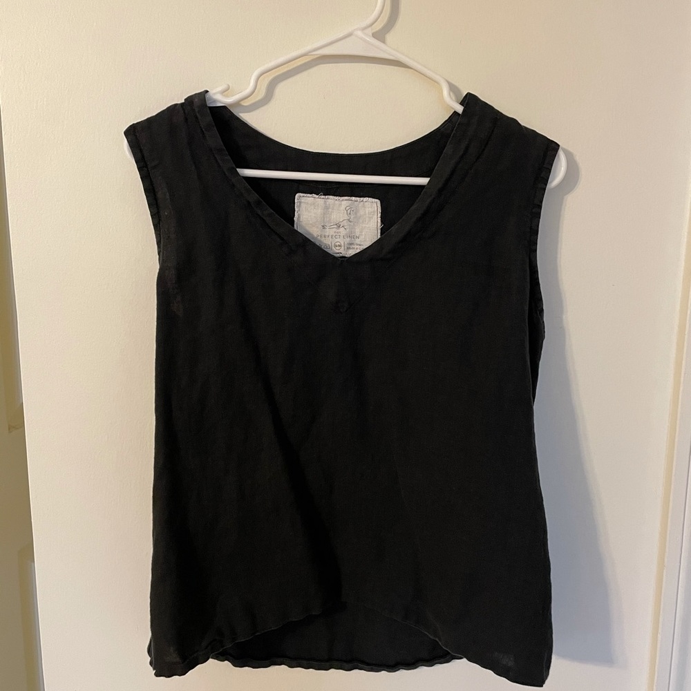Not Perfect Linen Tank, Black, S/M